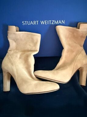 Stuart Weitzman Tan Suede Mid-Calf Heeled Boots size 6